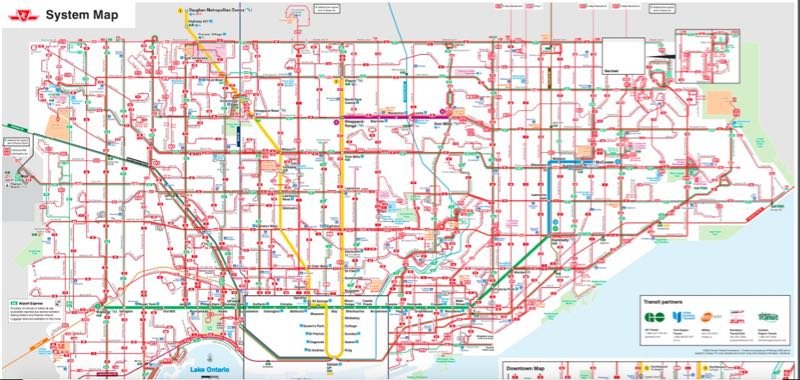 Mapa do Transporte público Toronto