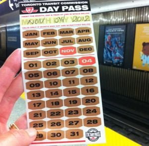 Exemplo do Day Pass do TTC