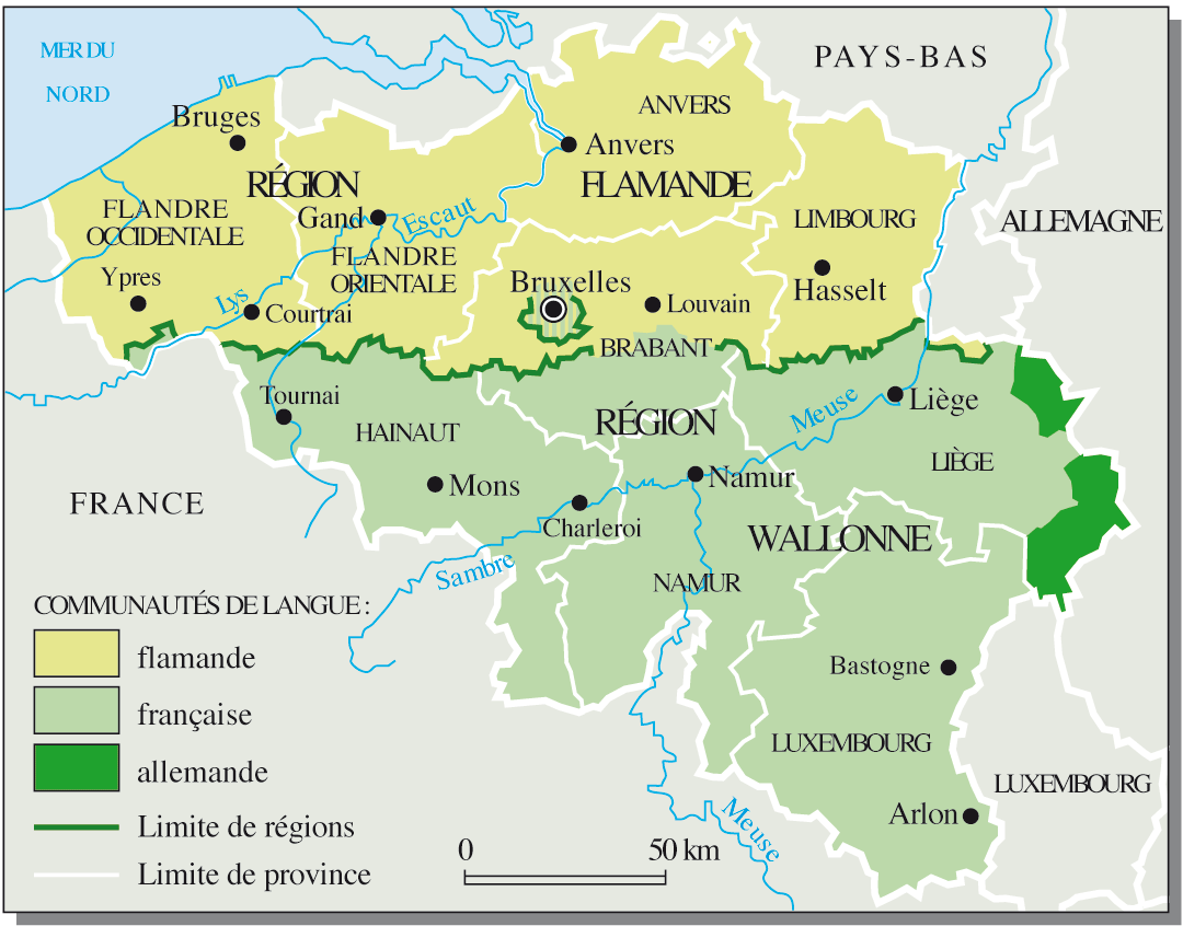 mapa da Bélgica