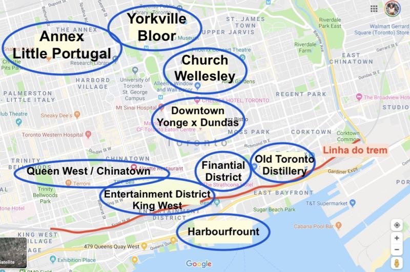Mapa dos melhores bairros de Toronto para se hospedar