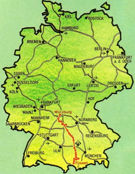 Rota Romântica, na Alemanha mapa