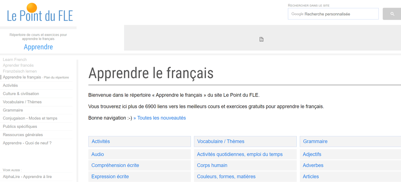 Le point du FLE Aprender francês online