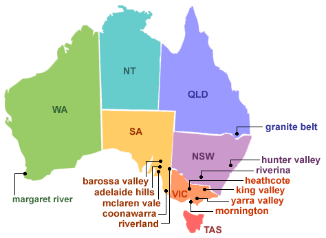 Regiões de vinho da Austrália